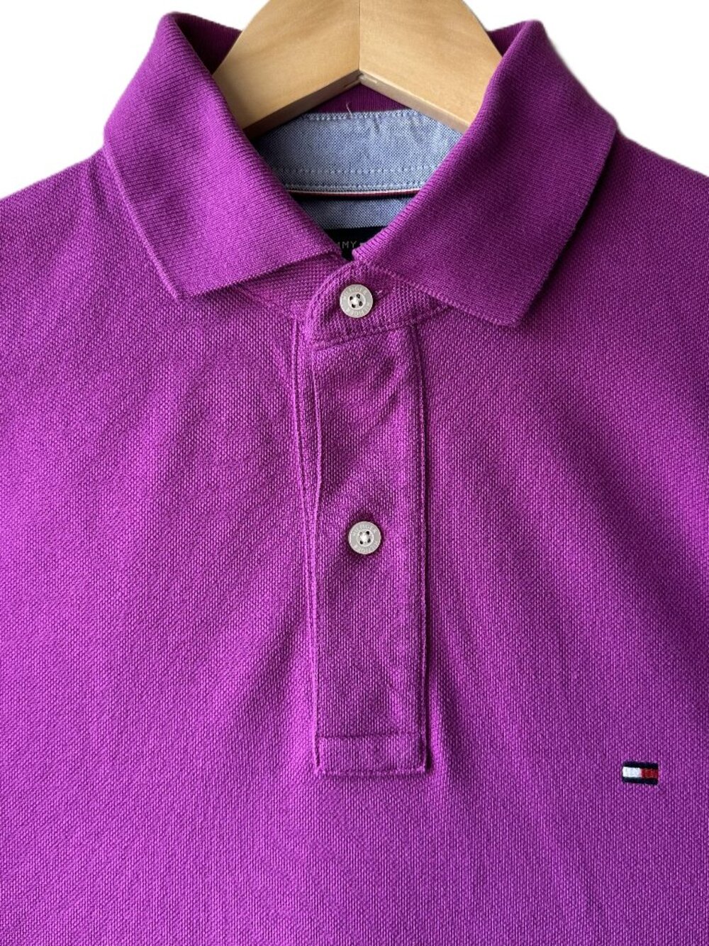 Tommy Hilfiger Polo Shirt Men Small Purple Pique Classic Fit Short Sleeve